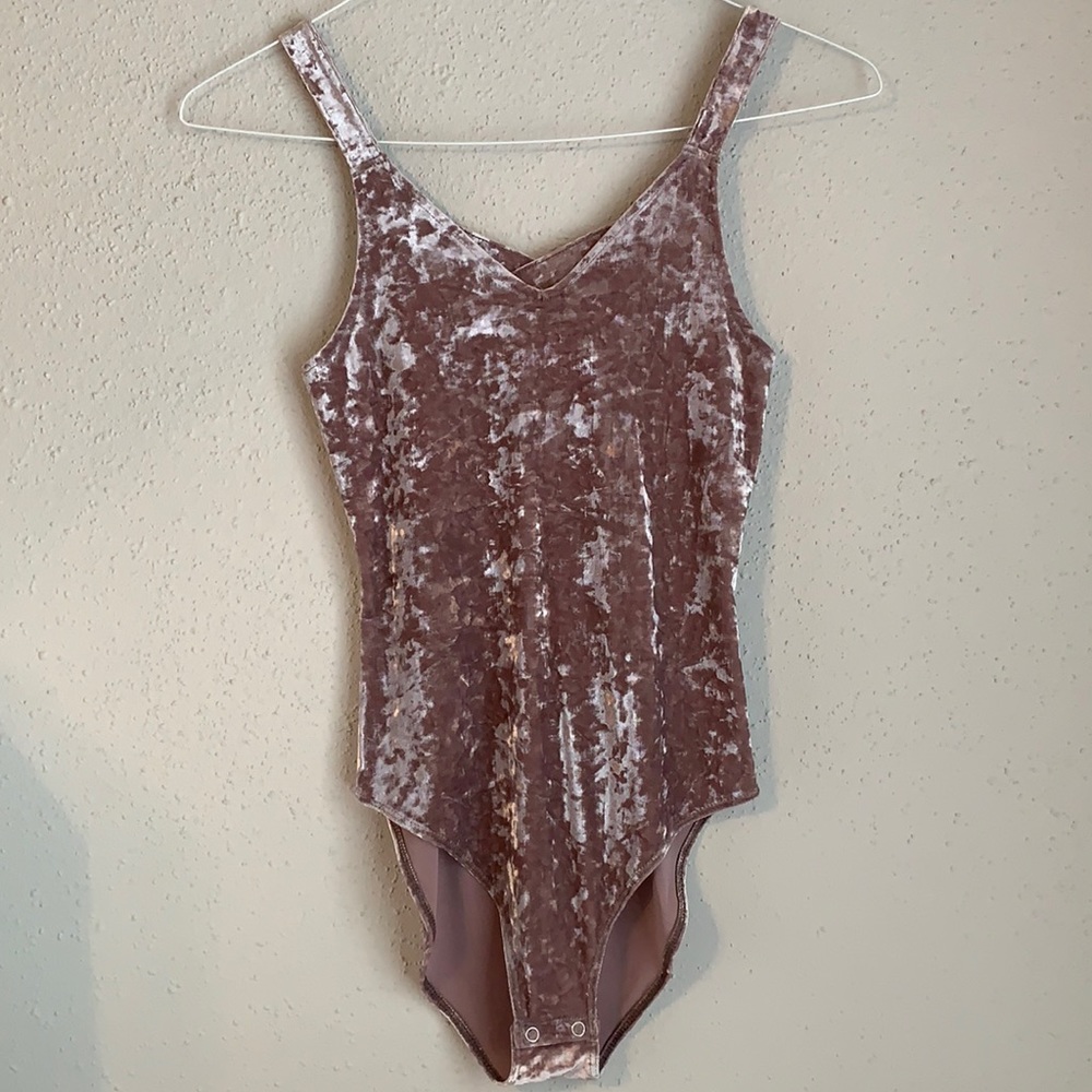 American Eagle Pink/Mauve Velvet Bodysuit Tank, S